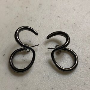 Sophisticated Black gun metal Loop Earrings